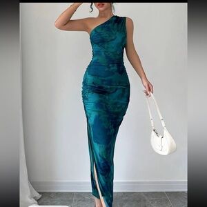 Elegant Teal Sleeveless Dress 2xl
